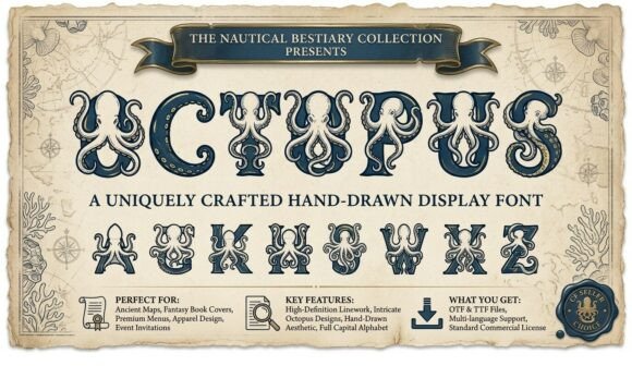 Octopus Nautical Font for Web Design